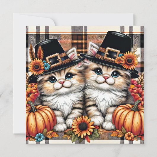 Carte de voeux Thanksgiving Cats (Devant)