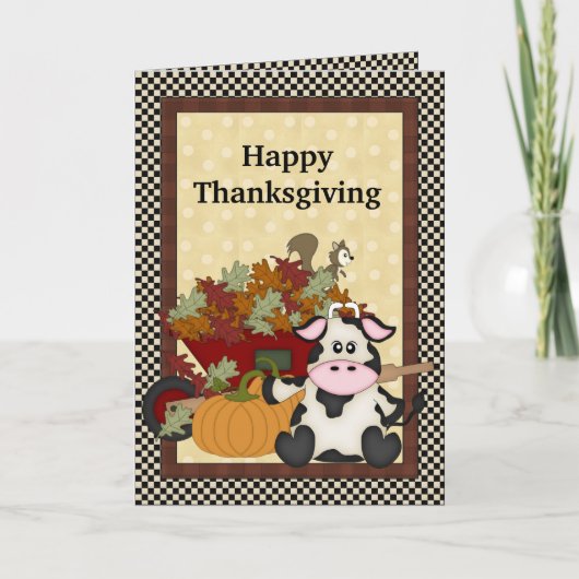 Carte de voeux Thanksgiving Cow (Devant)