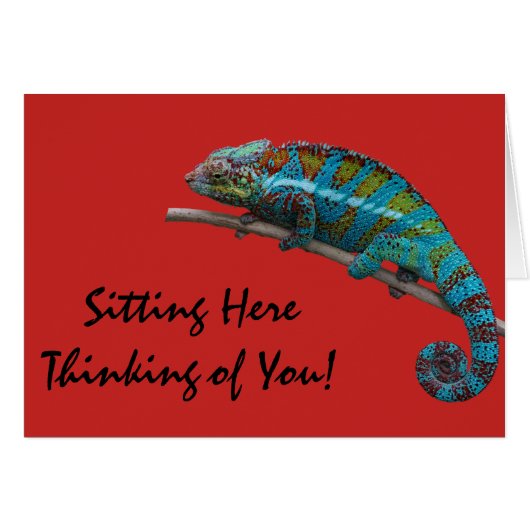 Carte de vœux "Thinking of You!" Blue Lizard (Devant horizontal)