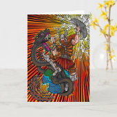 Carte de vœux Thor contre Jörmungandr (Fleur jaune)