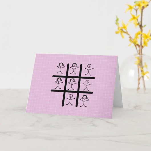 Carte de vœux Tic Tac Toe pour filles (Fleur jaune)