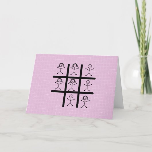 Carte de vœux Tic Tac Toe pour les filles (Devant)