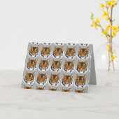 Carte de voeux Tiger visage (Fleur jaune)