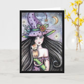 Carte de voeux tigrée orange de sorcière de (Fleur jaune)