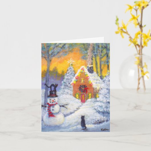 Carte de voeux "Top Hat Kit Kat" (Fleur jaune)