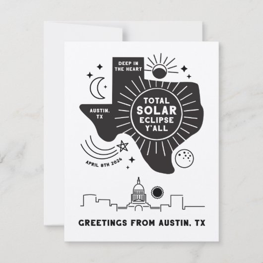 Carte de voeux Total Solar Eclipse Austin Texas (Devant)