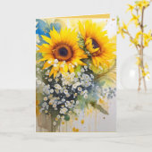 Carte de voeux Tournesol blanc (Fleur jaune)