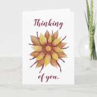 Carte de vœux Tournesol "Pensant à vous"