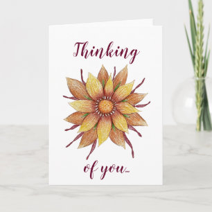 Carte de vœux Tournesol "Pensées pour toi"