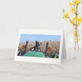 Carte de voeux - Tracteur de conduite de chien (Fleur jaune)