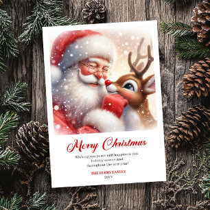 Carte de vœux traditionnelle de Noël avec Santa et