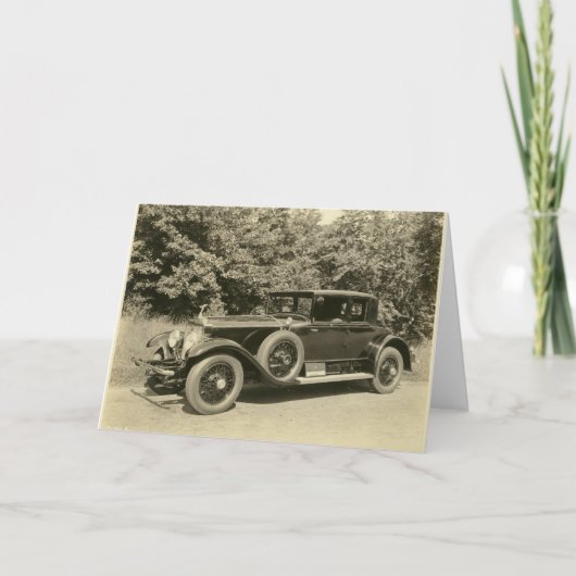 Carte de voeux très ancienne voiture (Devant)
