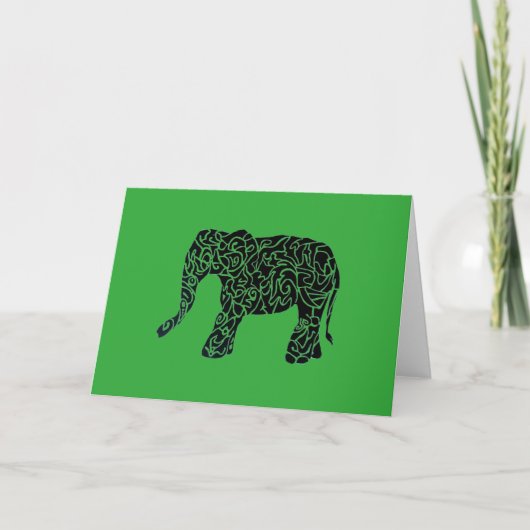 Carte de voeux Tribal Elephant Couleur/Texte Perso (Devant)