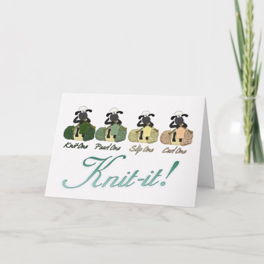 Carte de voeux tricot mouton - Knit-It! (Devant)