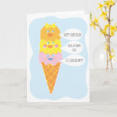 Carte de voeux triple de crème glacée de fille de (Fleur jaune)