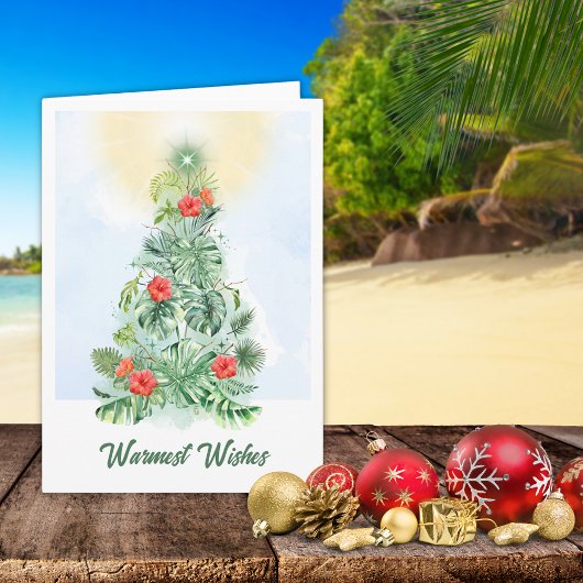 Carte de voeux Tropical Leaf Christmas Tree