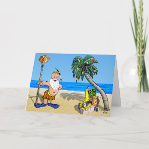 Carte de voeux Tropical Père Noël