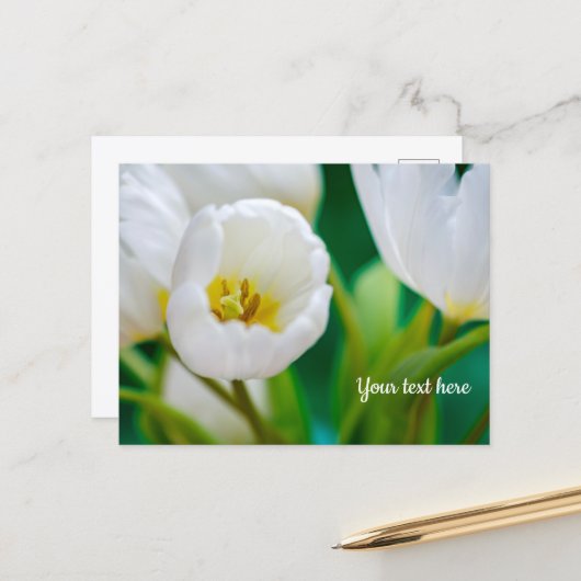 Carte de vœux Tulipe Blanche (Devant/Arrière en situation)