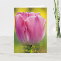 Carte de vœux Tulipe rose de printemps