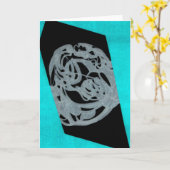 Carte de voeux turquoise (Fleur jaune)