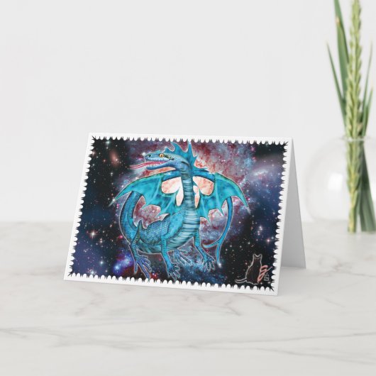 Carte de voeux Turquoise Cosmic Dragon (Devant)
