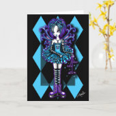 Carte de voeux turquoise de Fae de libellule de (Fleur jaune)