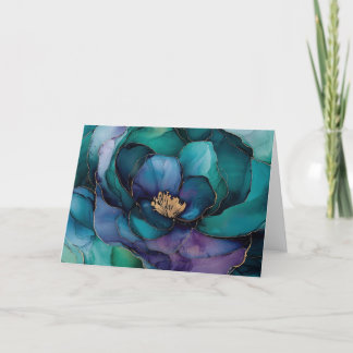 Carte de voeux turquoise et violette en fleur vier