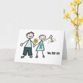 Carte de voeux turquoise Ribbon Chemo Bell Couple (Fleur jaune)