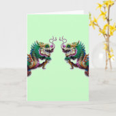Carte de voeux Twin Dragons (Fleur jaune)