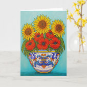 Carte de voeux Umbria Bouquet Poppy Sunflower (Fleur jaune)