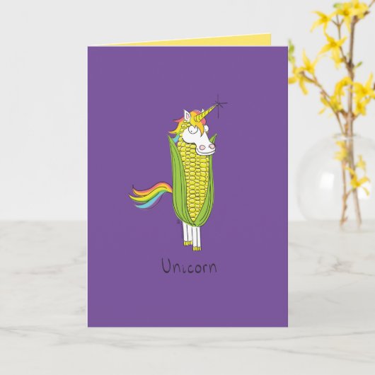 Carte de voeux Unicorn Funny Corn (Fleur jaune)
