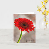 Carte de voeux unique rouge Gerbera pliée (Fleur jaune)