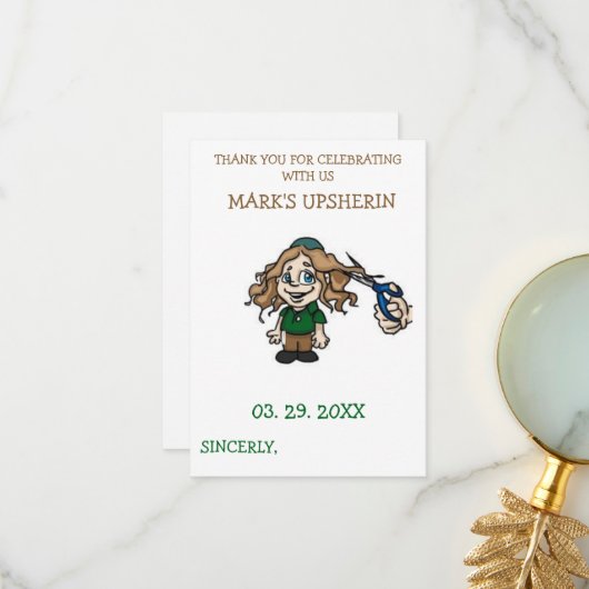 Carte de voeux Upsherin Merci (Devant/Arrière en situation)