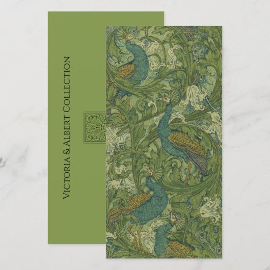 Carte de vœux V&A Paons sarcelle (Devant / Derrière)