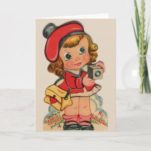 Carte de voeux Valentine, photographe vintage