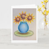 Carte de vœux Vase de tournesols (Fleur jaune)