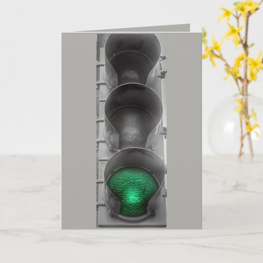 Carte de voeux verte (Fleur jaune)