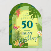 Carte de vœux verte annuelle de paradis tropical (Devant / Derrière)