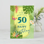 Carte de vœux verte annuelle de paradis tropical (Debout devant)
