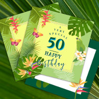 Carte de vœux verte annuelle de paradis tropical