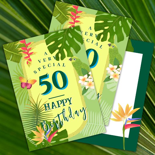 Carte de vœux verte annuelle de paradis tropical