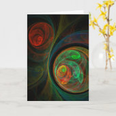 Carte de voeux verte d'art abstrait de renaissance (Fleur jaune)