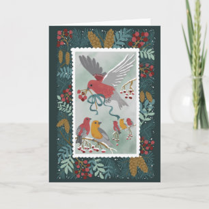 Carte de vœux verte de chanson de la Terre d'hiver