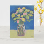 Carte de voeux verte de mamans (Fleur jaune)