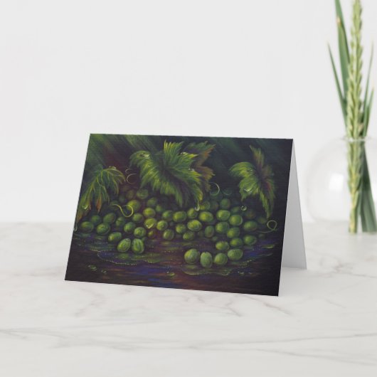 Carte de voeux verte de raisins (Devant)