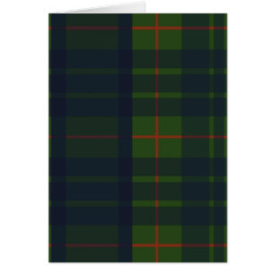 Carte de voeux verte et bleue Tartan Plaid
