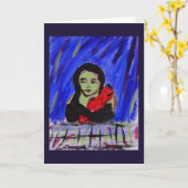 Carte de voeux verte et rouge (Fleur jaune)
