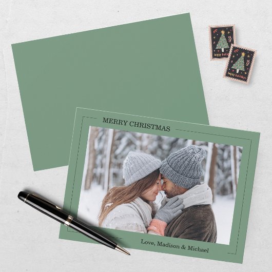 Carte de vœux verte Joyeux Noël