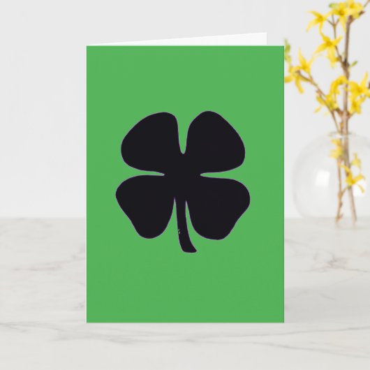 carte de vœux verte Trèfle Noir (Fleur jaune)