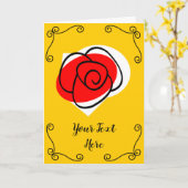 Carte de vœux verticale avec texte Coins de la ros (Fleur jaune)